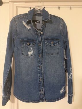 NWT-Kut from the Kloth Blue Distressed Denim Jacket